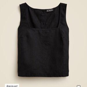 Black J.Crew square neck button up sleeveless linen top (new without tags)